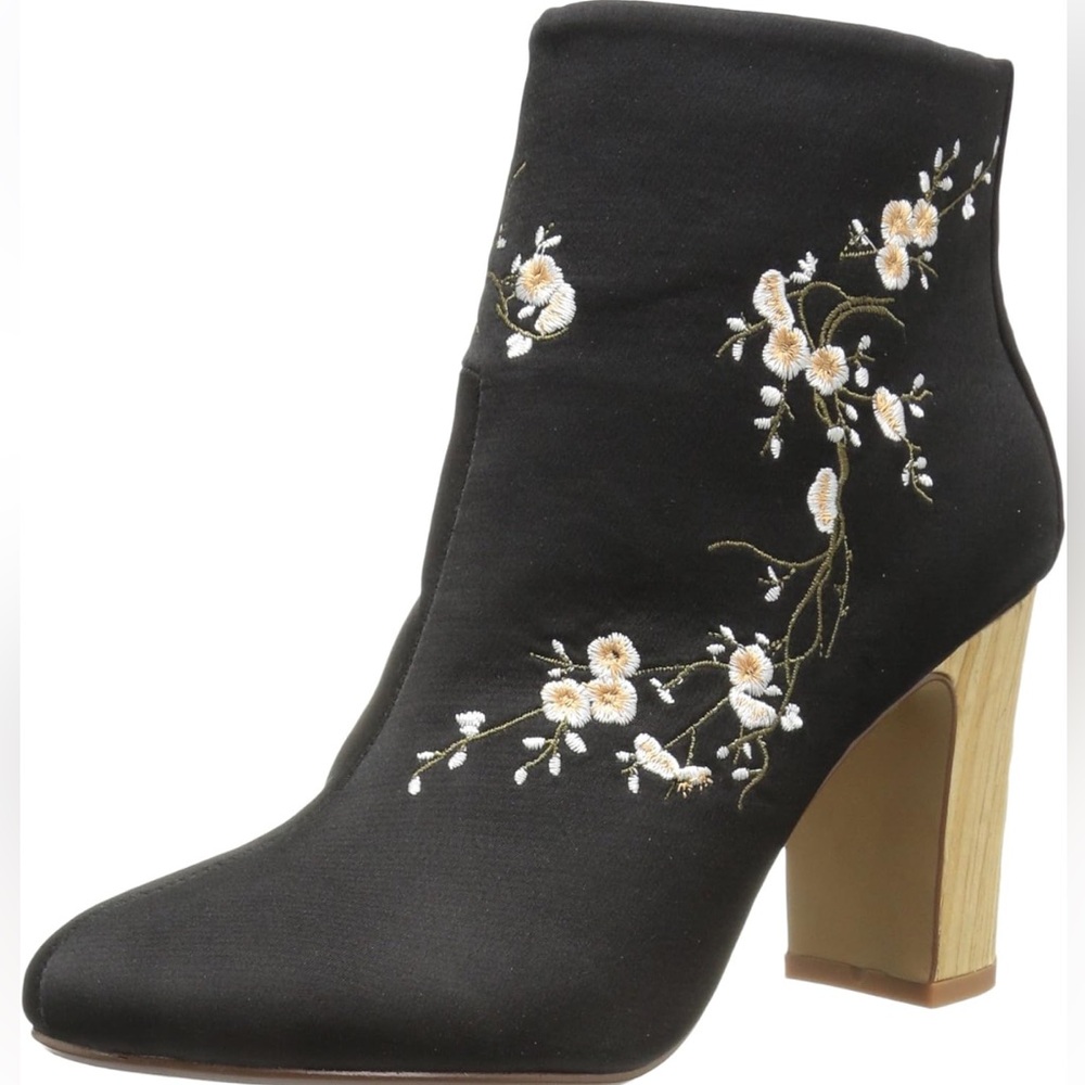 Nanette Lepore Black Floral Heeled Boots